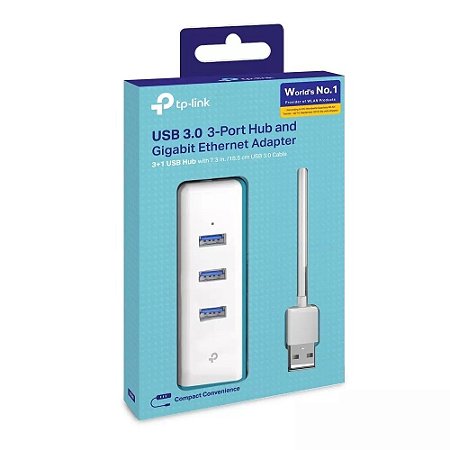 Hub USB 3.0 de 3 Portas e Adaptador Gigabit Ethernet USB 2 em 1 TP-LINK UE330