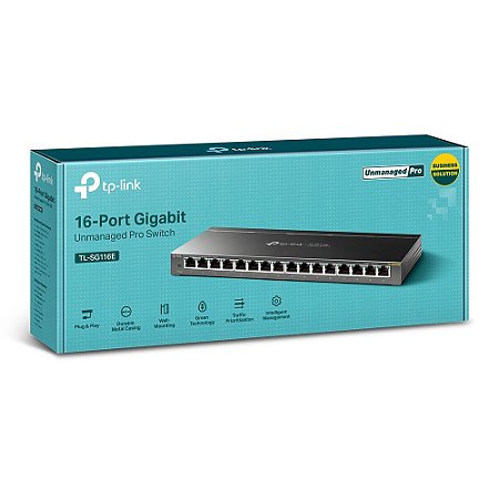 Switch Gigabit Gerenciável De 16 Portas Tp-link Tl-sg116e 10/100/1000 Easysmart