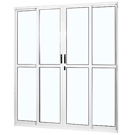 Porta de Correr em Alumínio Suprema 04  Folhas com Travessa