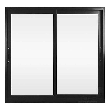 Janela Linha suprema em Alumínio Preto - 02 Folhas de Correr  com  Vidro