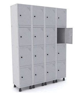 Roupeiro / locker para vestiário 16 portas pequenas Cinza/Cinza