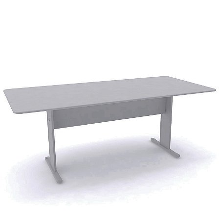 Mesa de reunião retangular 200x90 para escritório Cinza/Cinza