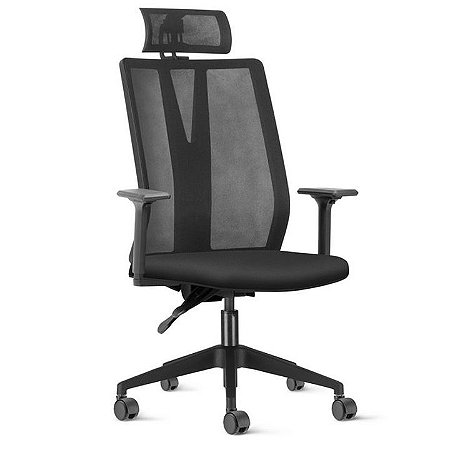 Cadeira Presidente ergonômica para escritório encosto em tela giratória preta ADT
