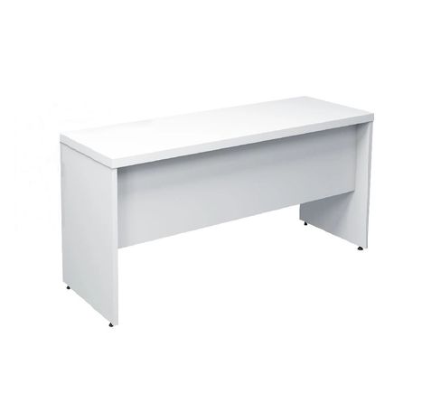 Mesa Reta 1,20x60 para escritório e home office Branco/Branco *sem gavetas