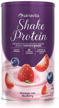 Shake Protein Morango com Blueberry 450g - Alimento balanceado para Redução De Peso - Sanavita