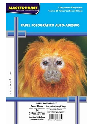 Papel Fotográfico 130g - A4 - Auto Adesivo - 50 Folhas MasterPrint