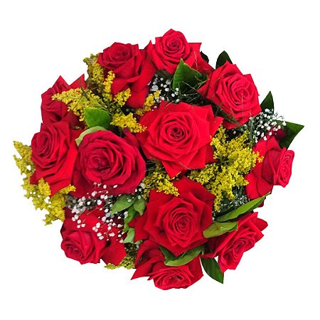Buquê com 12 Rosas Colombianas Vermelhas