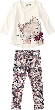 Conjunto de blusa e legging Raposinha off-white Floresta Encantada - Carinhoso