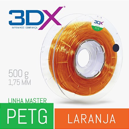 Filamento PETG 500g 1,75 Laranja Translucido (ambar)