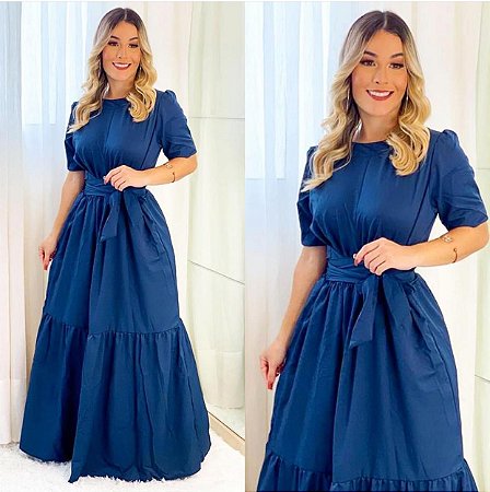 vestido de cor azul