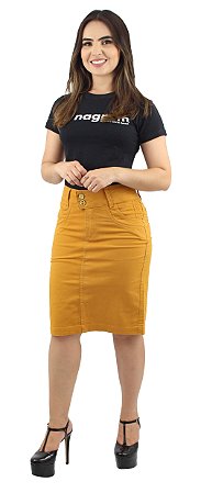 saia jeans caramelo