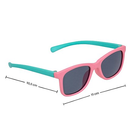 Óculos De Sol Infantil (3 a 5 anos) Rosa e Verde  com  Armação Flexível e proteção UV