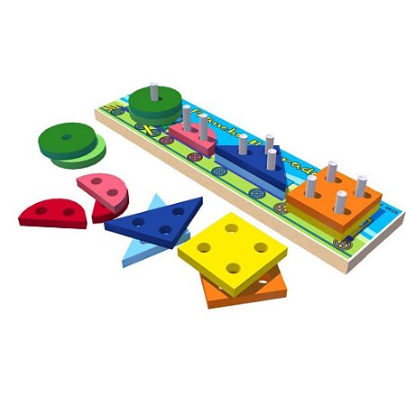 trenzinho com figuras geométricas  Brinquedo Educativo Pedagógico