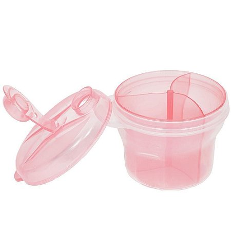 POTE DOSADOR DE LEITE EM PÓ COM DIVISÓRIA -  ROSA