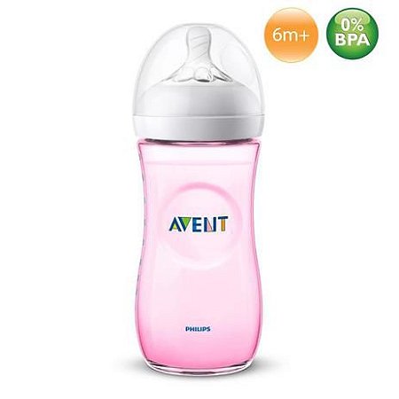 Mamadeira Avent Philips - 330ml rosa -  Bico fluxo 6+