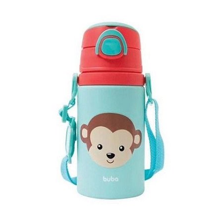 Garrafa de Alumínio com Canudo Animal Fun Macaquinho 400ml (3m+)