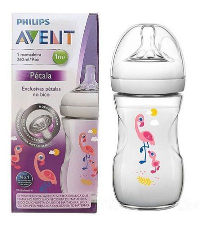Mamadeira Anticólica 260 ml avent Philips Com Bico Pétala 1+ - Zize Trekos  - Artigos para crianças e bebês