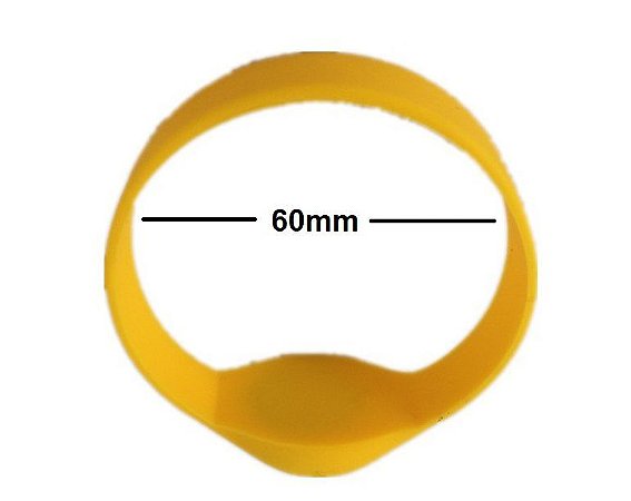 Pulseira Rfid de proximidade, NFC Silicone Amarela 60mm