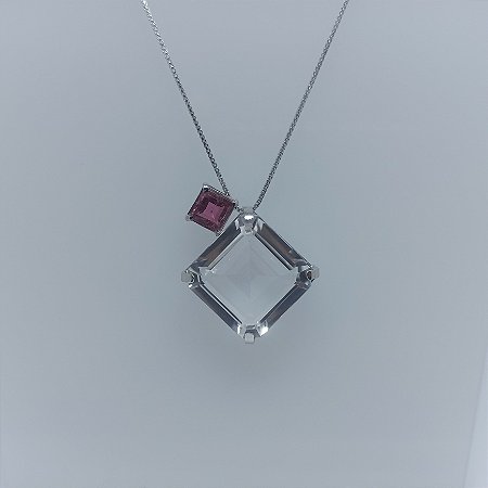 Colar de Cristal e Turmalina Rosa