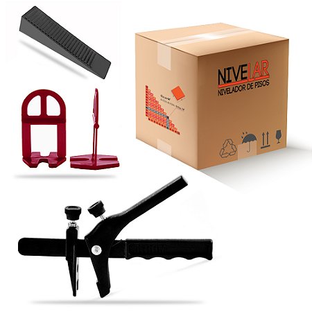 Kit Nivelador de Pisos, Porcelanatos e Revestimentos SLIM - 1.500 Clips +300 Cunhas +01 Alicate