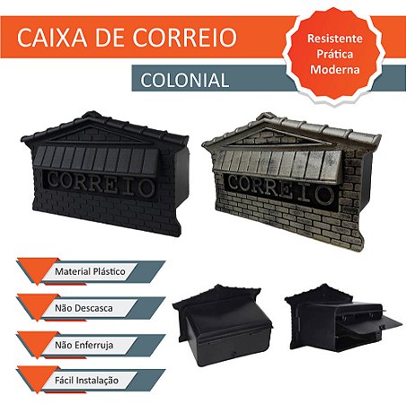 Caixa de Correios em  Polipropileno Embutir Muro 15 CM com Aba de Acabamento Colonial