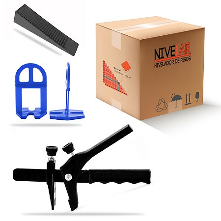Kit Nivelador de Pisos, Porcelanatos e Revestimentos SLIM - 2500 Clips +300 Cunhas +01 Alicate