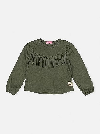 BLUSA VERDE DE FRANJAS