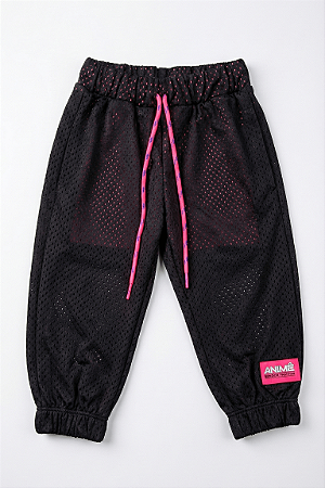 Calça jogger tela preta forro pink | Animê