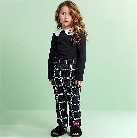 Calça jeans estampada grid | Animê