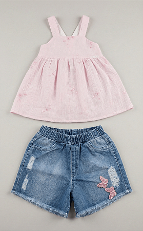 Conjunto short e bata bordados | Gabriela Aquarela