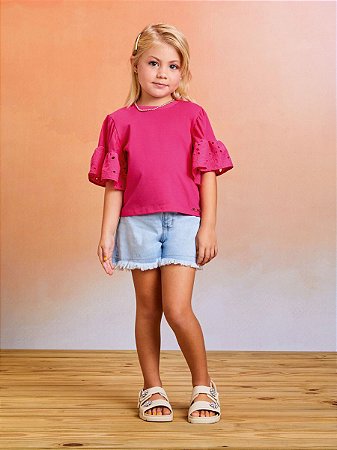 Short com botão strass | Momi