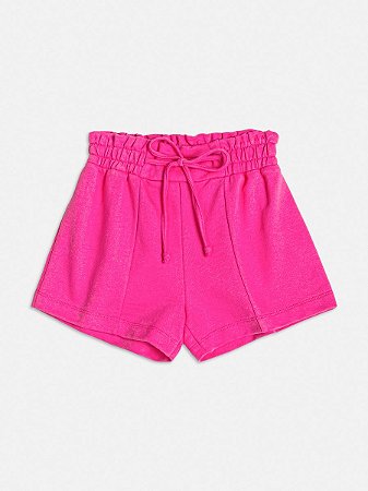 Shorts de Moletom com Recorte Pink da Momi