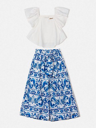Conjunto saia azul azulejo | Animê