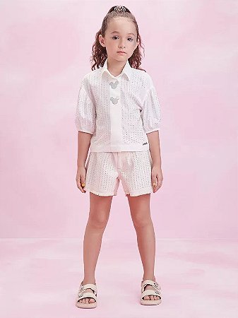 Short jeans off white com strass | Animê