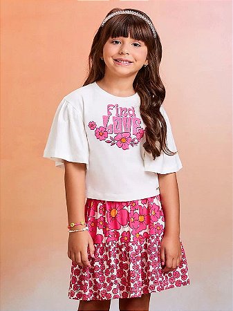 Conjunto Meio Aniversário Aslaylme | Body E Saia Floral | It's My 1/2 Birthday