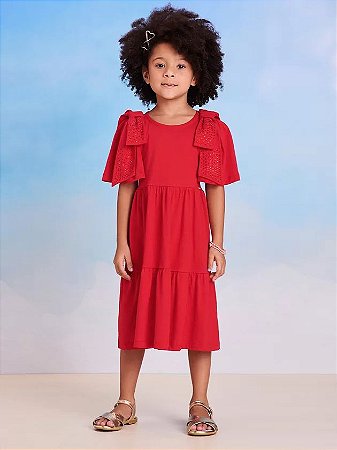 Vestido vermelho com laço | Momi