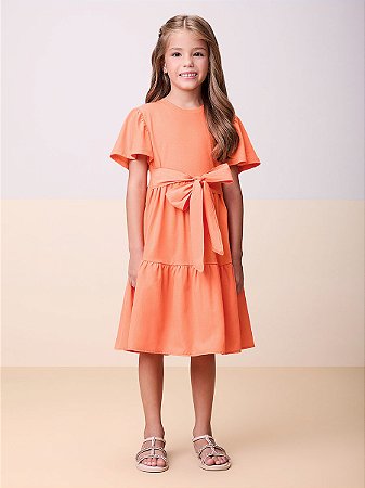 Vestido laranja com laço | Momi