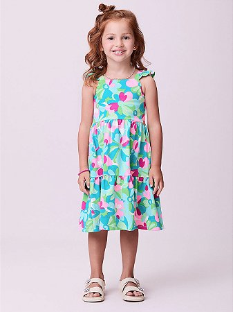 Vestido verde com estampa floral | Momi