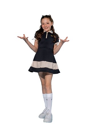Vestido kids Lorena bord estratégia preto | Siri Kids 40912