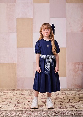 Vestido azul marinho com laço | Animê