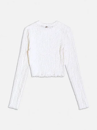 Blusa off white manga longa texturizada | Iam Authoria