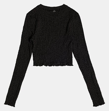Blusa preta manga longa texturizada | Iam Authoria