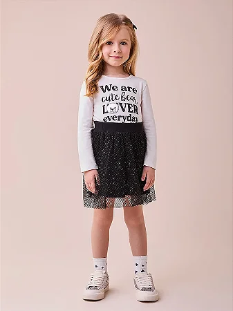 Conjunto de tule com patch de ursinha | Momi