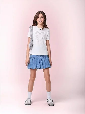 T-Shirt off white com pedrarias do Mickey | Iam Authoria