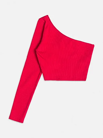 Blusa de ribana vermelha assimétrica | Iam Authoria
