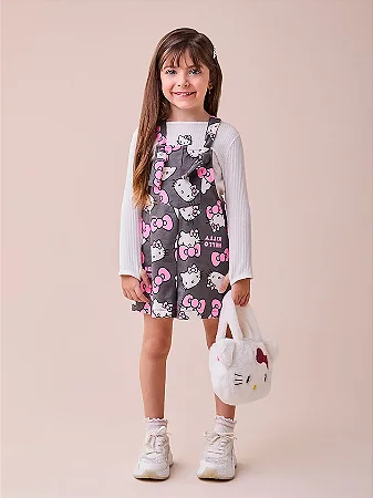 Jardineira cinza da Hello Kitty | Momi