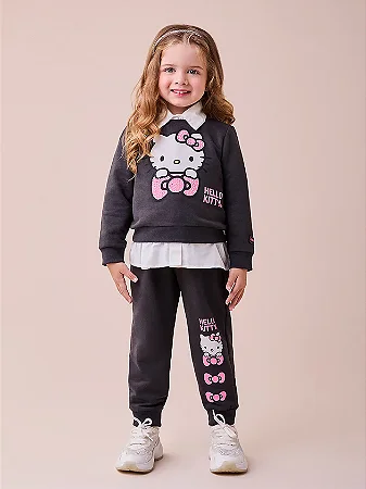 Conjunto grafite de moletom da Hello Kitty | Momi