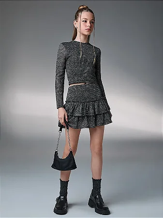 Blusa preta manga longa com brilho | Iam Authoria