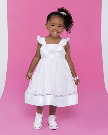 Vestido festa branco com laço | Gabriela Aquarela