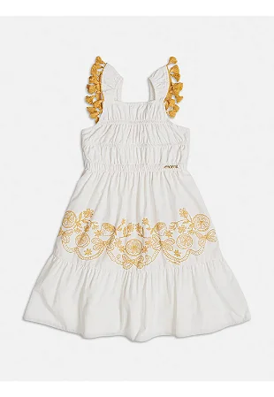 Vestido com barbicacho off white | Momi